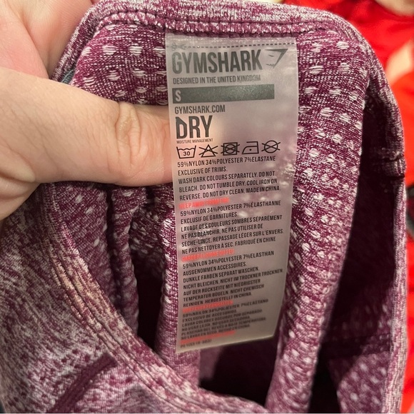 Gymshark red burgundy long sleeve speckled crop top size small thumb holes - Picture 4 of 6